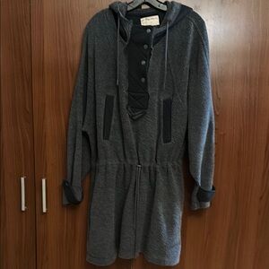 Vintage Gray Hooded Poncho
